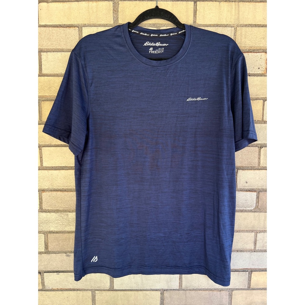 Eddie Bauer Motion FreeDry Navy Blue Short Sleeve Shirt Active Men's Medium